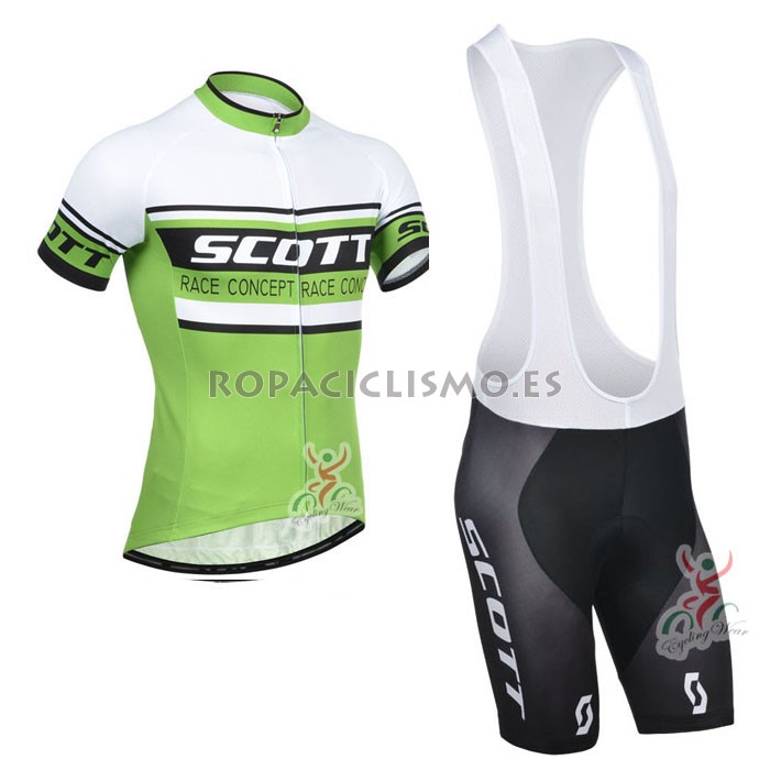 2014 Maillot scott mangas cortas tirantes vert Blanc